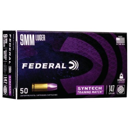 Federal American Eagle Syntech Training Match 147 gr Syntech Jacket Flat Nose 9mm Ammo, 50/box - AE9SJ3