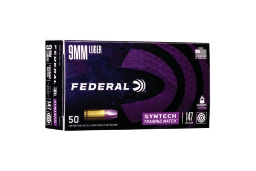 Federal American Eagle Syntech Training Match 147 gr Syntech Jacket Flat Nose 9mm Ammo, 50/box - AE9SJ3