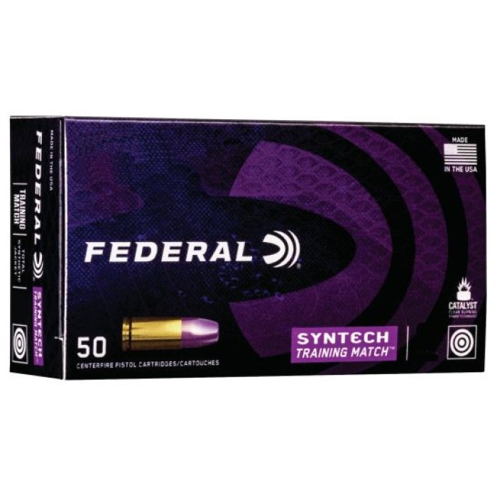 Federal American Eagle Syntech Training Match 124 gr Syntech Jacket Flat Nose 9mm Ammo, 50/box - AE9SJ4