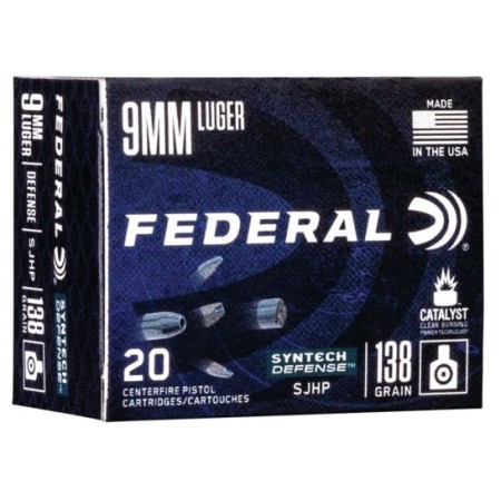 Federal Syntech Defense 138 gr Segmented Hollow Point 9mm Ammo, 20/box - S9SJT1
