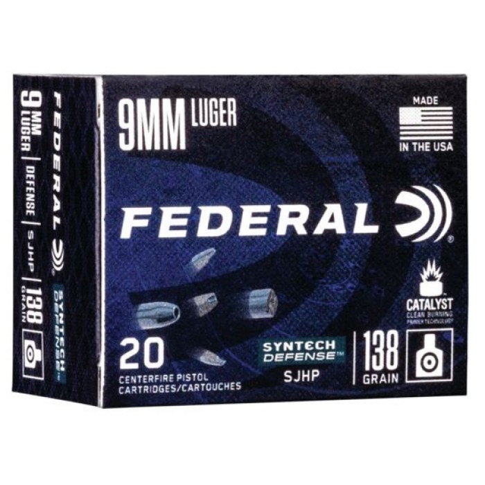 Federal Syntech Defense 138 gr Segmented Hollow Point 9mm Ammo, 20/box - S9SJT1
