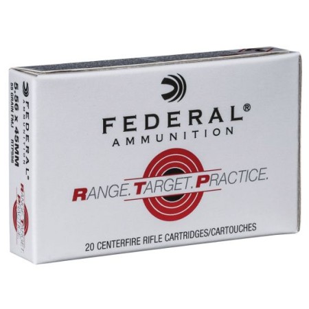 Federal Premium Range and Target 55 gr Full Metal Jacket .223 Rem/5.56 Ammo, 20/box - RTP556