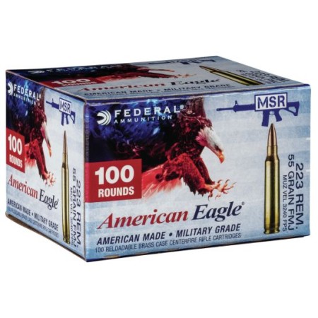 Federal American Eagle 55 gr Full Metal Jacket .223 Rem Ammo, 100/box - AE223BLF