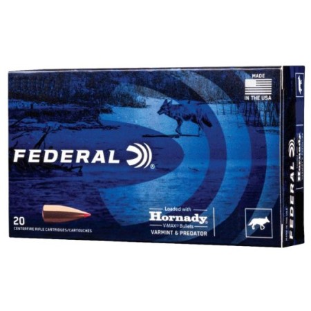 Federal Varmint and Predator 53 gr Hornady V-Max .223 Rem Ammo, 20/box - V223VM53