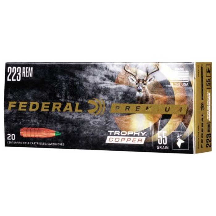 Federal Premium 55 gr Trophy Copper .223 Rem Ammo, 20/box - P223TC1