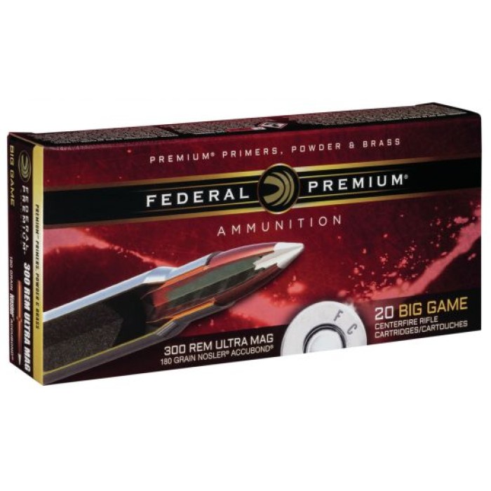 Federal Premium 180 gr Nosler AccuBond .300 RUM Ammo, 20/box - P300RUMA1