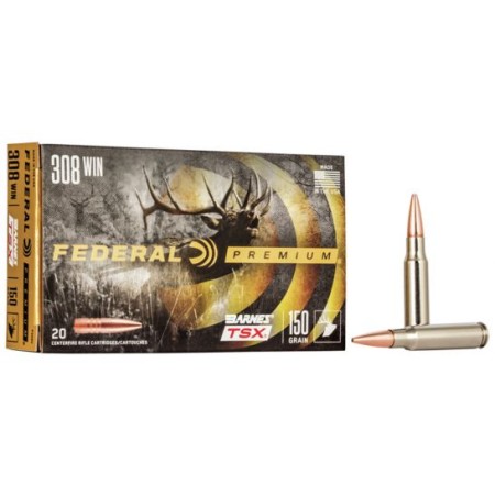 Federal Premium Barnes TSX 150 gr Triple-Shock X .308 Win Ammo, 20/box - P308V