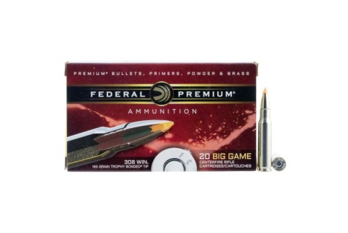 Federal Premium 165 gr Trophy Bonded Tip .308 Win Ammo, 20/box - P308TT2