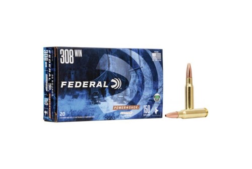 Federal Power-Shok 150 gr Copper Hollow Point .308 Win Ammo, 20/box - 308150LFA