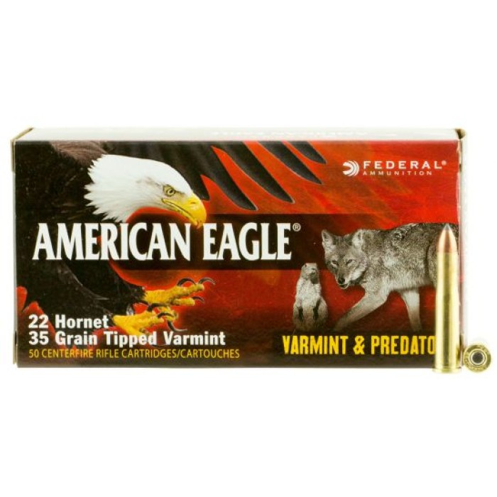 Federal American Eagle Varmint and Predator 35 gr Tipped Varmint .22 Hornet Ammo, 50/box - AE22H35TVP