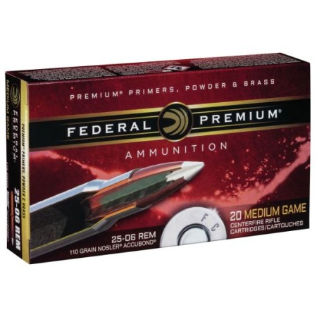 Federal Premium 110 gr Nosler AccuBond .25-06 Rem Ammo, 20/box - P2506A1