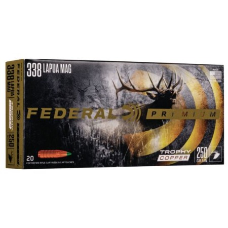 Federal Premium 250 gr Trophy Copper .338 Lapua Mag Ammo, 20/box - P338LTC1