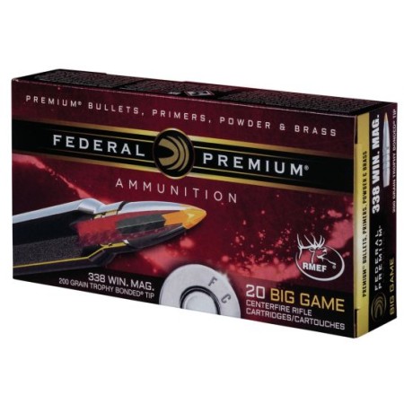 Federal Premium 200 gr Trophy Bonded Tip .338 Win Mag Ammo, 20/box - P338TT2