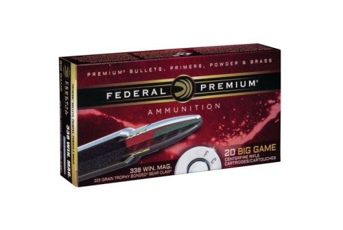 Federal Premium 225 gr Trophy Bonded Bear Claw .338 Win Mag Ammo, 20/box - P338T1