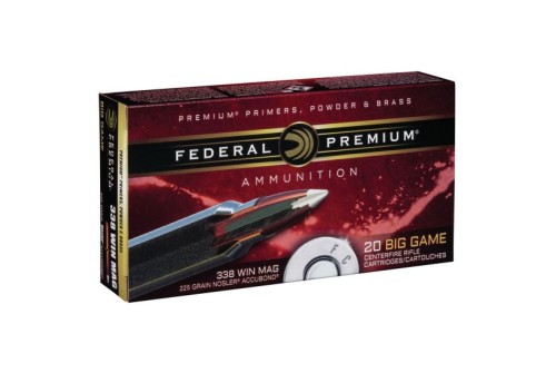 Federal Premium 225 gr Nosler AccuBond .338 Win Mag Ammo, 20/box - P338A1