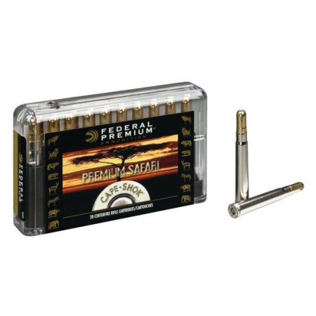 Federal Premium Safari Cape-Shok 400 gr Trophy Bonded Sledgehammer Solid .416 Rigby Ammo, 20/box - P416T2