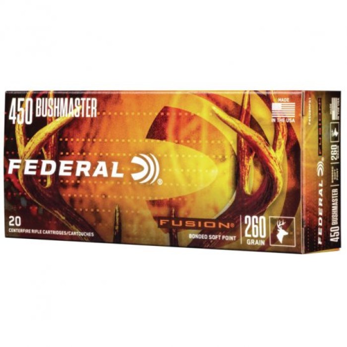 Federal Fusion 260 gr Soft Point .450 Bushmaster Ammo, 20/box - F450BMFS1