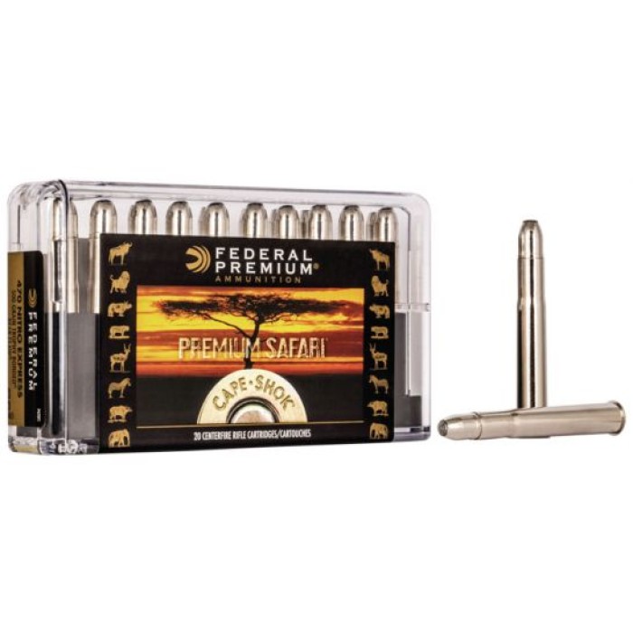Federal Premium Safari Cape-Shok 500 gr Trophy Bonded Bear Claw .470 Nitro Express Ammo, 20/box - P470T1