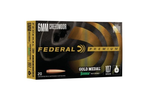 Federal Gold Medal Sierra MatchKing 107 gr Boat Tail Hollow Point 6mm Crd Ammo, 20/box - GM6CRDM1