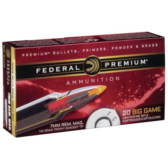 Federal Premium 140 gr Trophy Bonded Tip 7mm Rem Mag Ammo, 20/box - P7RTT2