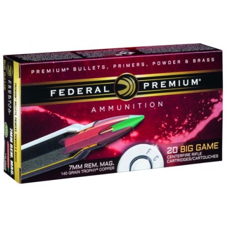 Federal Premium 140 gr Trophy Copper 7mm Rem Mag Ammo, 20/box - P7RTC2