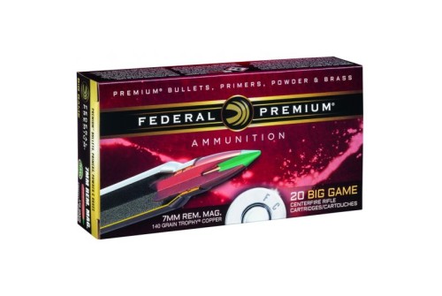 Federal Premium 140 gr Trophy Copper 7mm Rem Mag Ammo, 20/box - P7RTC2