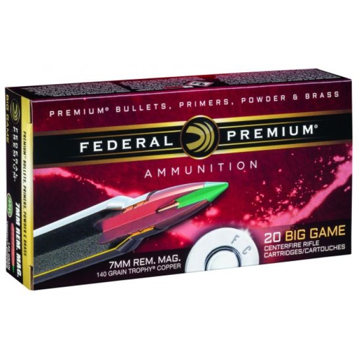 Federal Premium 140 gr Trophy Copper 7mm Rem Mag Ammo, 20/box - P7RTC2