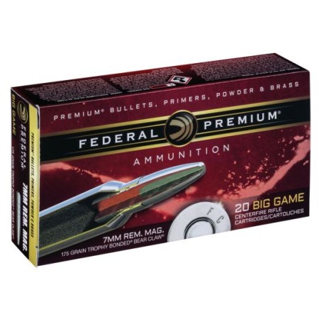 Federal Premium 175 gr Trophy Bonded Bear Claw 7mm Rem Mag Ammo, 20/box - P7RT1