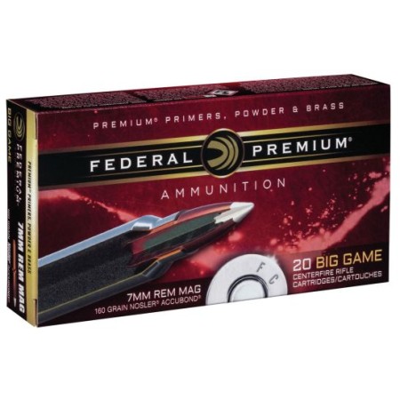 Federal P7RA1 Premium 7mm Rem Mag 160 gr Nosler Accubond (AB) 20 Bx