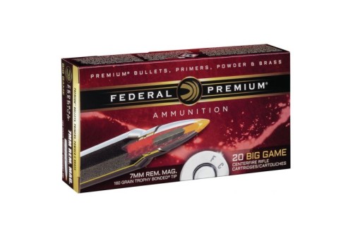 Federal Premium VITAL-SHOK 7mm Magnum 160 Grain Trophy Bonded Tip Centerfire Rifle Ammo, 20 Rounds, P7RTT1