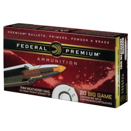 Federal Premium 160 gr Trophy Bonded Tip 7mm Weatherby Mag Ammo, 20/box - P7WBTT1