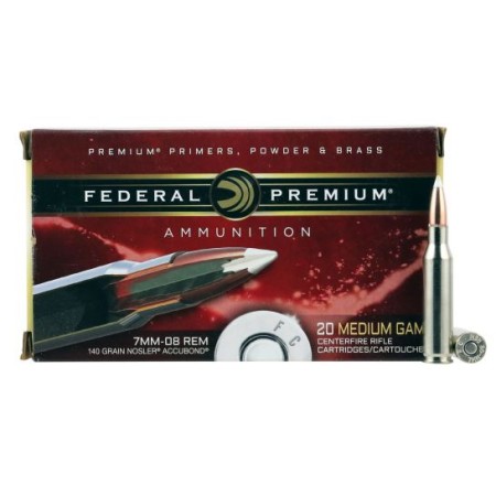 Federal Premium 140 gr Nosler AccuBond 7mm-08 Rem Ammo, 20/box - P708A1