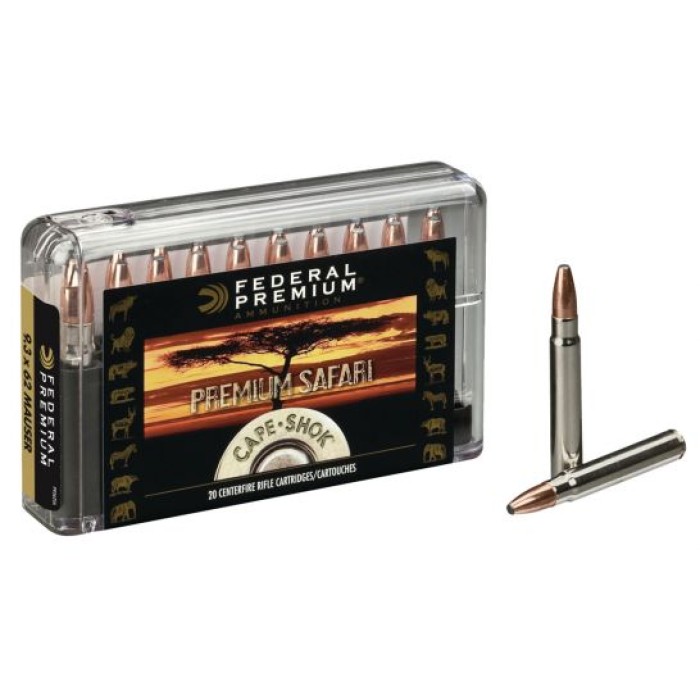 Federal Premium Safari Cape-Shok 286 gr Swift A-Frame 9.3x62mm Mauser Ammo, 20/box - P9362SA