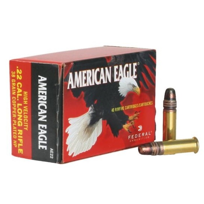 Federal Ae22 American Eagle Suppressor 22 LR 38 GR Jacketed Hollow Point (Jhp) 40 Per Box/ 100 CS 029465016845