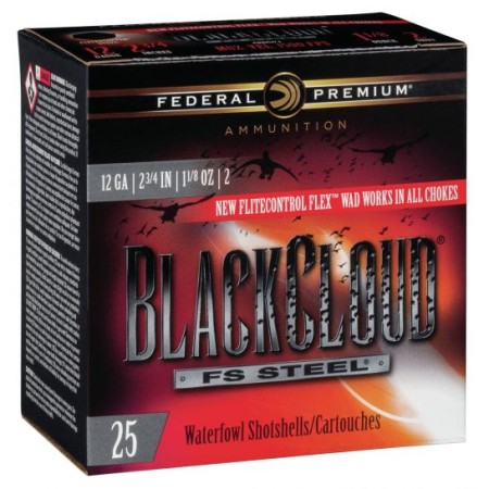 Federal Black Cloud FS Steel 2.75" 12 Gauge Ammo 2, 25/box - PWBX1472