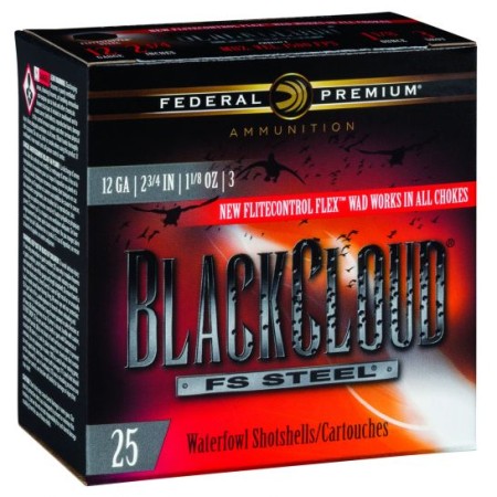 Federal Black Cloud FS Steel 2.75" 12 Gauge Ammo 3, 25/box - PWBX1473