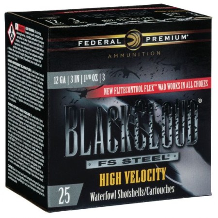 Federal Black Cloud FS Steel 3" 12 Gauge Ammo 3, 25/box - PWBXH1433