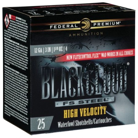 Federal Black Cloud FS Steel 3" 12 Gauge Ammo 4, 25/box - PWBXH1434