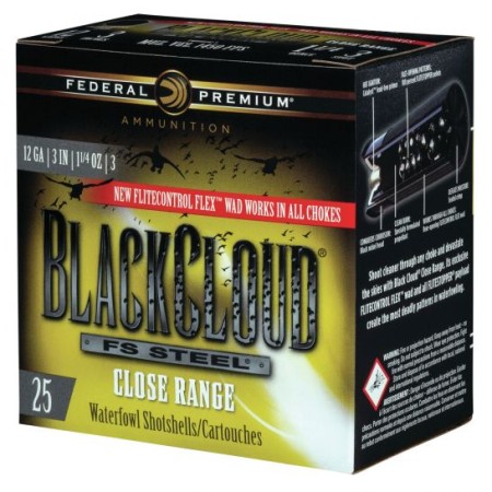 Federal Pwbxd1423 Black Cloud F S Steel Close Range 12 Gauge 3" 1 1/4 OZ 3 Shot 25 Bx/ 10 CS