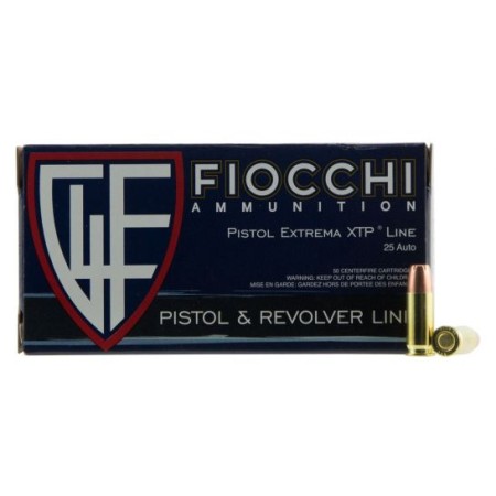 Fiocchi Extrema Handgun Ammunition .25 Acp 35 GR Xtp 900 Fps 50/Box 25XTP