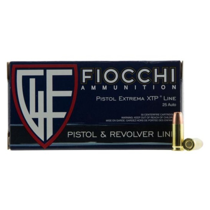 Fiocchi Extrema Handgun Ammunition .25 Acp 35 GR Xtp 900 Fps 50/Box 25XTP