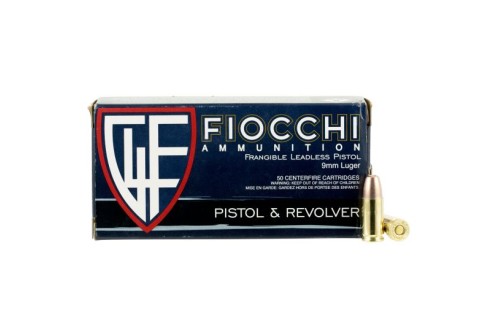 Fiocchi Shooting Dynamics Ammo Brass 9mm 50-Rounds 100 Grain Non-Tox Frangible