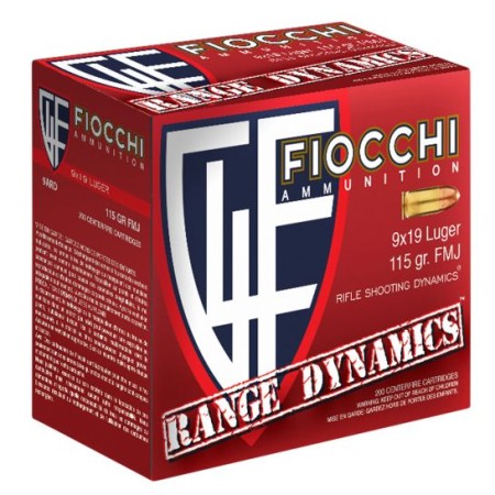 Fiocchi 9Ard Range Dynamics Pistol 9Mm Luger 115 GR Full Metal Jacket (Fmj) 200 Per Box/ 5 CS