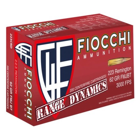 Fiocchi 223Crd Range Dynamics  223 Rem,5.56 Nato 62 GR Full Metal Jacket Boat Tail (Fmjbt) 1000 Bx/ 1 CS