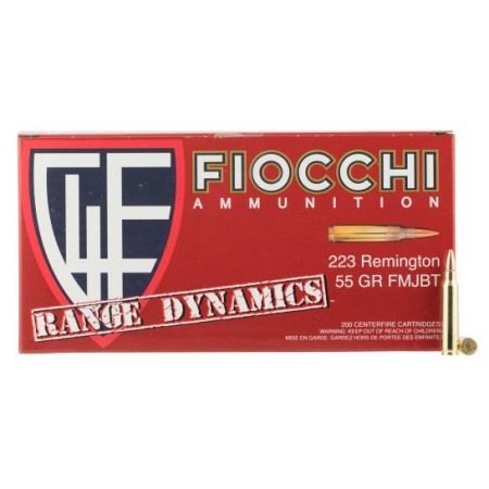 Fiocchi 223ARD Range Dynamics 223 Rem 55 gr Full Metal Jacket Boat-Tail (FMJBT) 1000 Bx