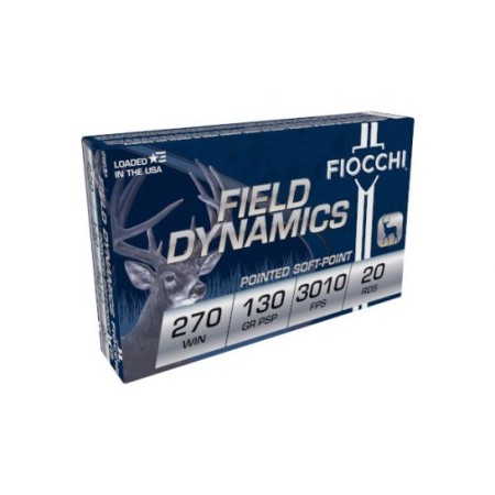 Fiocchi Rifle Shooting Dynamics 130 gr Pointed Soft Point Interlock BT .270 Win Ammo, 20/box - 270SPB