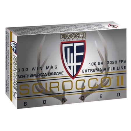 Fiocchi Extrema 180 gr Swift Scirocco II Boat Tail Spitzer .300 Win Mag Ammo, 20/box - 300WMSCA