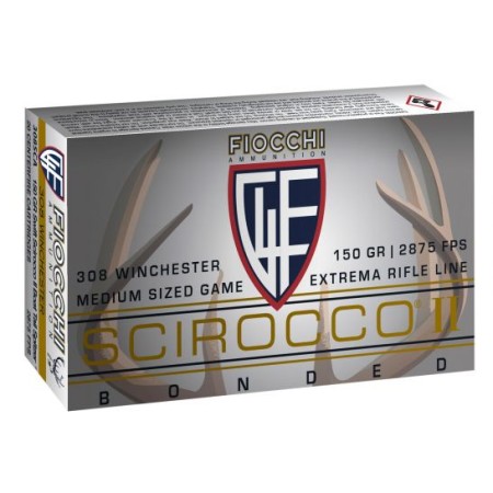 Fiocchi Extrema 150 gr Swift Scirocco II Boat Tail Spitzer .308 Win Ammo, 20/box - 308SCA