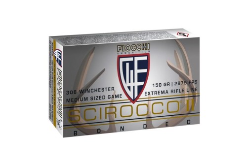 Fiocchi Extrema 150 gr Swift Scirocco II Boat Tail Spitzer .308 Win Ammo, 20/box - 308SCA