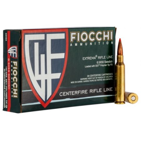 Fiocchi Exacta Extrema Rifle Line 140 gr SST Polymer Tip BT 6.5x55mm Swedish Ammo, 20/box - 65HSA